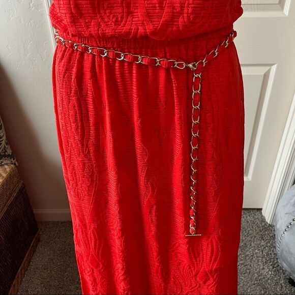 NWT Cache Red Lace Brocade Belted Maxi Dress SMALL - Picture 8 of 16